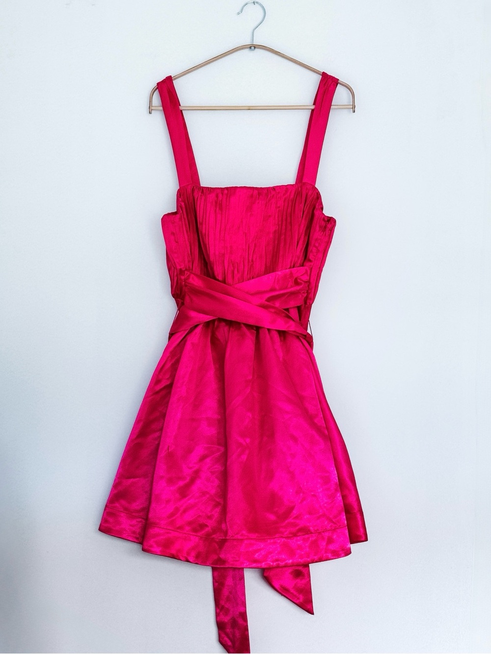 Anthropologie Maeve Bow-Tie Satin Mini Dress Pink - Barbie-Core, Party- Size 10 - Picture 4 of 13
